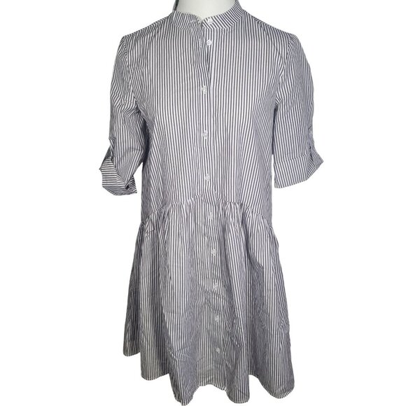Madewell Striped Classic Lightweight Button-Front Tiered Shirt Dress Size XXS - Picture 1 of 14